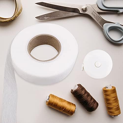 Lanjue 25mm Wonder Web Hemming Tape, 70 Yard Iron On Hemming Tape Adhesive Fabric Fusing Hemming Tape Wonderweb Tape for Trousers with Tape Measure for Jeans Hems Curtain
