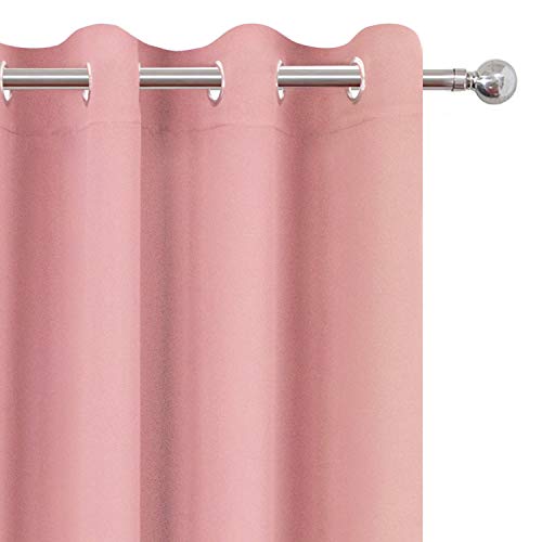 Image of LEMOMO Pink Thermal Blackout Curtains /52 x 95 Inch /Set of 2 Panels Room Darkening Curtains for Bedroom
