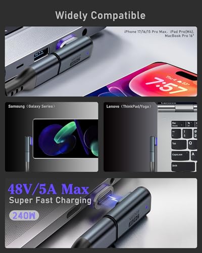 Adaptateur USB C mâle coudé magnétique pour transfert rapide 40 Gbit/s - 4