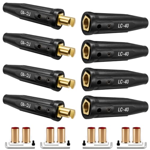 4 Pack LC-40 Welding Leads Quick Connector Welding Cable Connectors Male & Female Welding Connectors for Welding Machine Accessories 1/0 and 2/0 Welding Cable Size Capacity 350 amps Max Rating