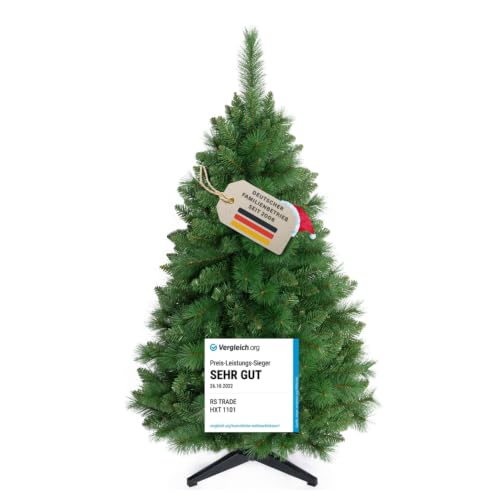 RS Trade Künstlicher Weihnachtsbaum 1101 Colorado 120 cm in Grün mit Metallständer, Christbaum künstlich, Kunsttannenbaum, Klappsystem, schwer entflammbar, einfacher Aufbau, für Allergiker geeignet