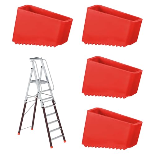 4 Stücke Gummifüße Für Leitern, Gummi Leiterfüße, Ersatzfüße für Leitern, Ersatz Leiterkappen Fußkappen, Universal Leiter Fußa Bdeckungen, Teleskopleitern Sicherheitsfußabdeckungen, Rot