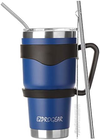 Ezprogear 1180ml (40 oz) Stainless Steel Coffee Tumbler Double Wall Vacuum Insulated Beer Mug Water Cup with Handle (40 oz, Stainless Steel)