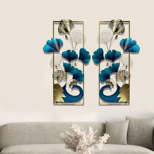 Image of SHREE 'O' GREEN TECH - Large Metal Multicolor Wall Art Decorative Peacock Rectangular Handcrafted Wall Hanging Sculpture Frame for Living Room, Bedroom, Hallway, Hotel, Office & Restaurant