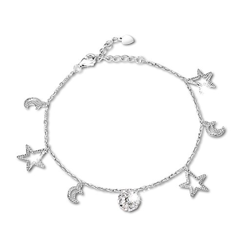 Scrodcat Pulsera de plata de ley, diseño de luna y estrellas, regalo...