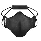 Livinguard - FITNESS MASK + PROTECTBAG - Sportmaske & Maskentasche - Waschbar, wiederverwendbar, atmungsaktive Maske aus Lyocell, Aufbewahrungstasche für Masken Technologie (Large, Black), Schwarz