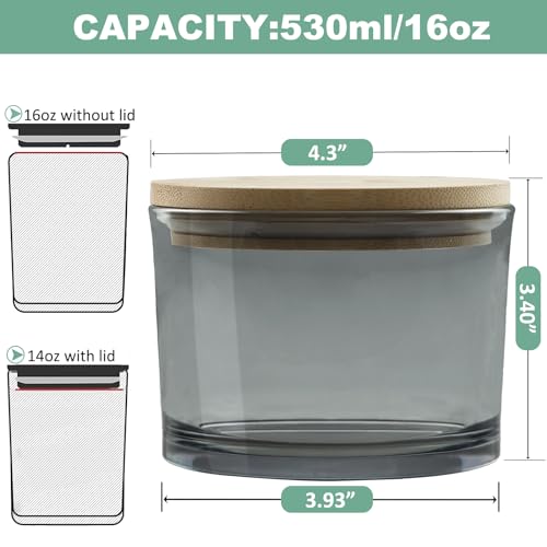 Amotie 6PACK16OZ 16 Oz Candle Jars 6 Pack - 3 Wick Empty Glass Candle Making Jars thumb #2