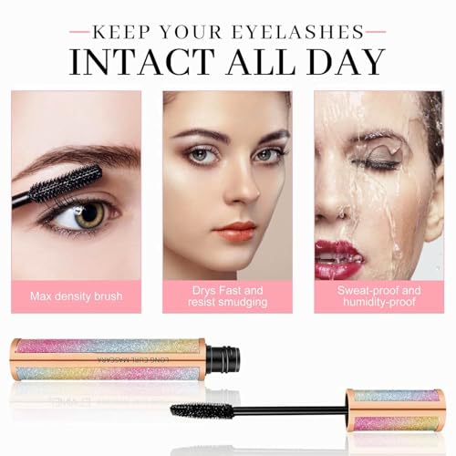 Image of 4D Silk Fiber Lash Mascara - Luxuriously Longer, Voluminous Eyelashes, Waterproof Tubing Mascara in Black, Natural Lengthening, Smudge-proof, Hypoallergenic, No Clumping, Easy to Apply & All Day Full