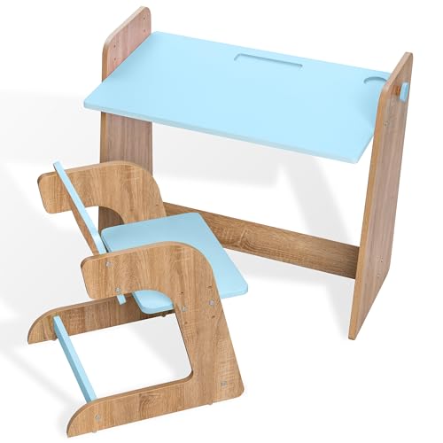 Image of Alex Daisy Texas Height Adjustable Kids Study Table & Chair Set | Non-Toxic Safe Material | Soft Coated Premium Finish | Engineered Wood Kids Study Desk (Blue)