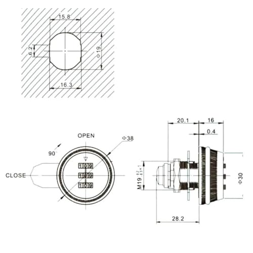 Serrure à came rotative à code 3 chiffres pour boîte aux lettres et meuble de rangement - 7