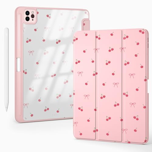 Housse iPad Air 13 M3 en cuir premium rose et acrylique pour une élégance transparente