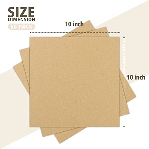 Image of Golden State Art 50 Pack 10x10 Corrugated Cardboard Sheet 1 /8 inch Flat Inserts | Flat Square Layer Pads, Corrugated Card Board Inserts for Shipping, Packing, Mailing or DIY Art Crafts, Box Dividers (Brown)