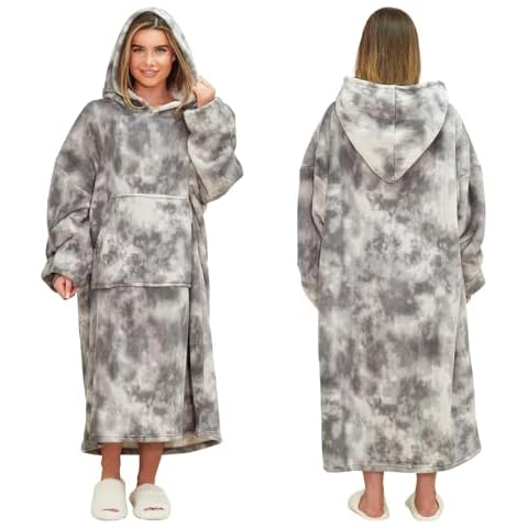 Dreamscene Charcoal Tie Dye Hooded Blanket Cover
