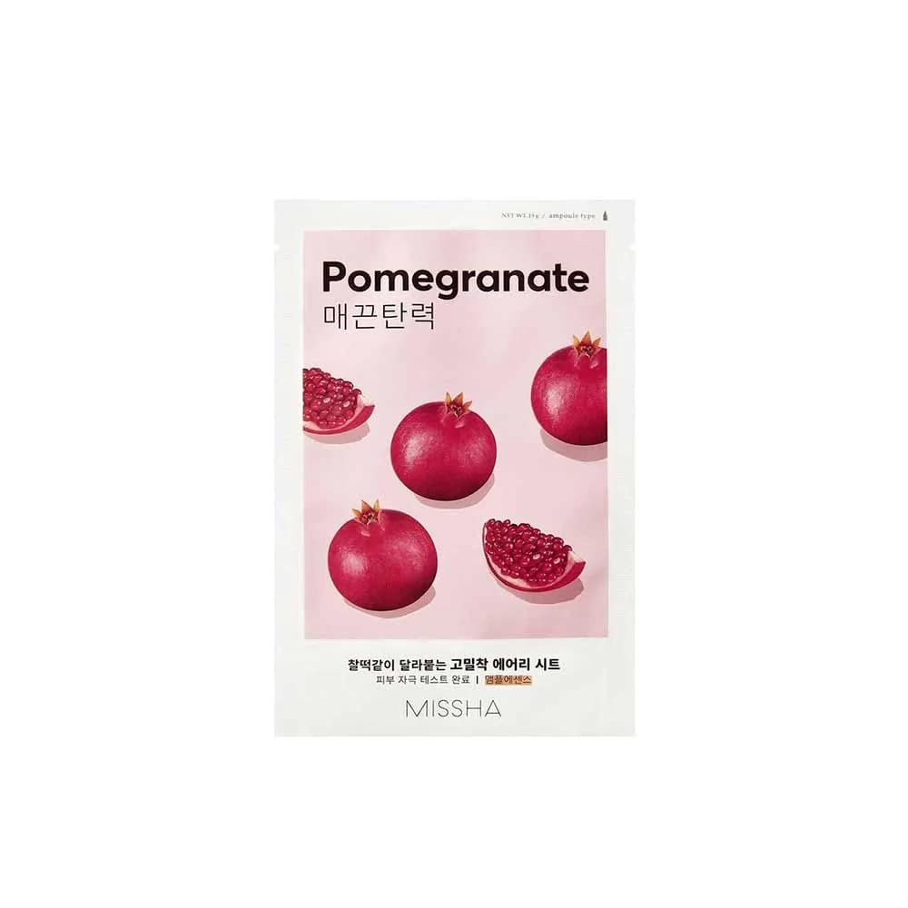 MISSHA Airy Fit Masksheet Pomegranate Pack of 3 (10g Each) | Skin Brightens I Deep Nourishing | Revitalizes the skin I Suitable for all skin types I Clear Coomplexion