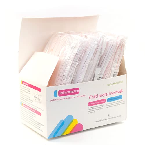 Preisvergleich Produktbild Masken Kinder Mundschutz DECADE Mundschutz Kinder Einweg 50x Kinder Masken Blau, Masken Mundschutz bunt 3 Lagig, Mund und Nasenschutz Kinder, Mundschutz Maske Motiv in Spenderbox - Rosa Maske Kinder