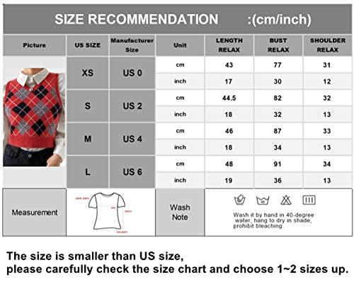 Hyipels Argyle Sweater Vest Women,Y2K Crop Plaid Knitted Streetwear Preppy V Neck Knit Tank Topteen Girls #TOP4