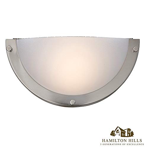 Hamilton Hills Round 12 Inch Brushed Aluminum Half Moon Led Wall Scone Light Forsted Fixture | Sleek Circular Design | 3000K Warm White Dimmable Direct Wire Wall Mount Light For Outdoor & Entrance #TOP1