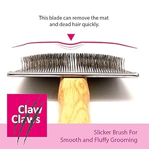 Pet Slicker Brush for Large Dogs, Wooden Handle with Stainless Steel Soft Pins, Gently Remove Tangled, Loose Undercoat and Mats Hair, Pet Grooming Brush Tool (8")