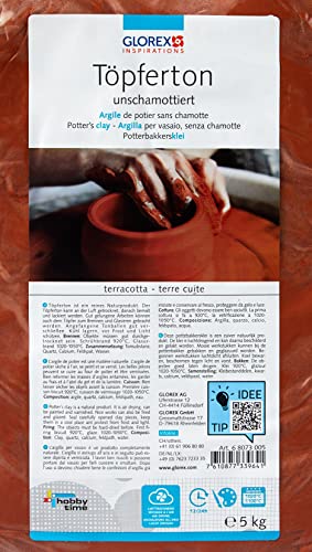 Miniatura 3 de Glorex 6 8073 005 - Arcilla Para Alfarería Sin Matizar 5 Kg En Terracota Lisa Y Fácil De Trabajar Sin Contenido De Arcilla Refractaria Endurecimiento Al Aire Y Cocción