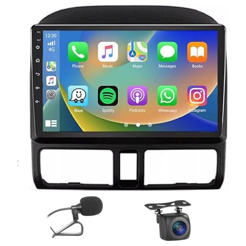 Car Radio for Honda CRV Accessories 02-06 2+32GB Wireless Carplay and Android Auto 4G+WiFi GPS Navigation 9 Inch Touchscreen Head Unit with HD Backup Camera/Bluetooth/Miror Link/MIC/RDS/FM/SWC Cover