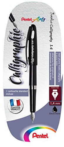 Pentel Tradio Calligraphy Stylo plume de calligraphie pointe fine 1,4 mm Noir