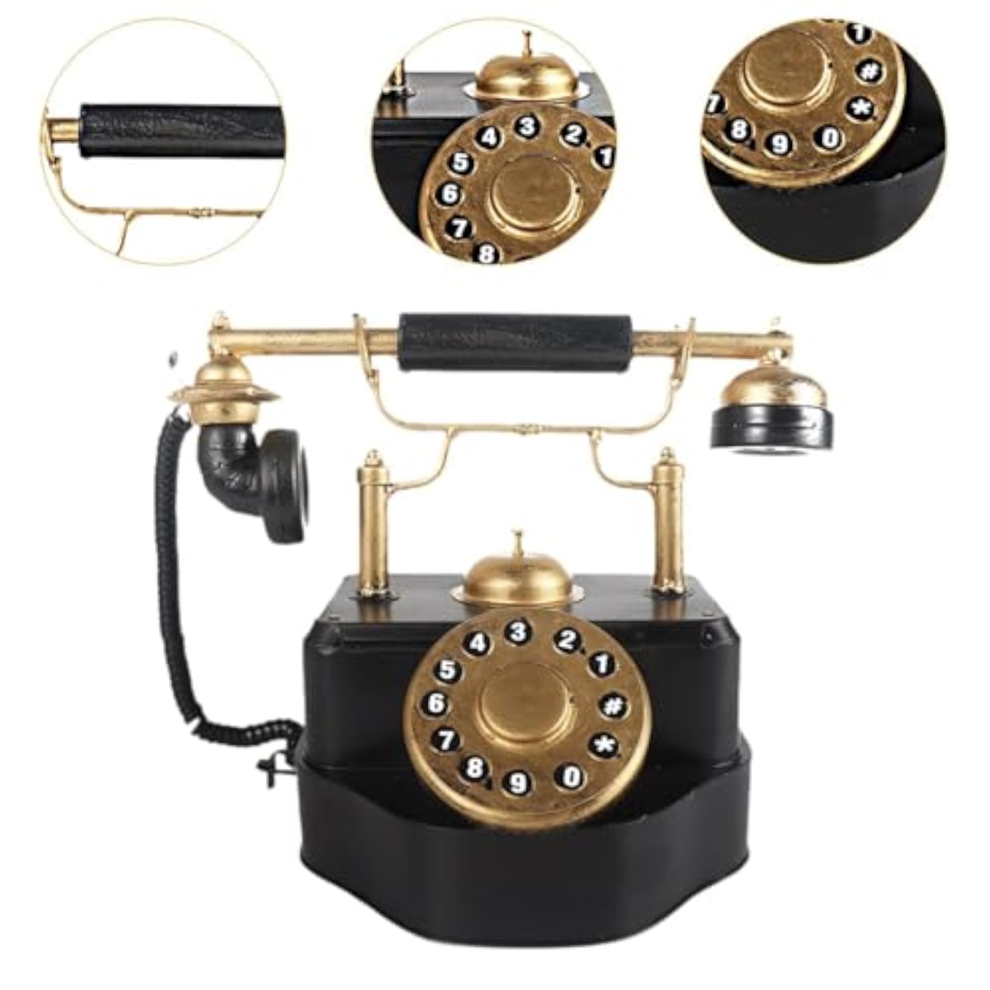 Tabletop Corded Telephone Model Ornament for Indoor Cafe Bar