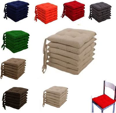 Cuscini Sedie Cucina Cuscini per Sedie Sala da Pranzo, Giardino, da Interno ed Esterno, Copri Sedia Soggiorno, Cuscini Quadrati in Cotone Loneta Made in Italy (6, TORTORA)