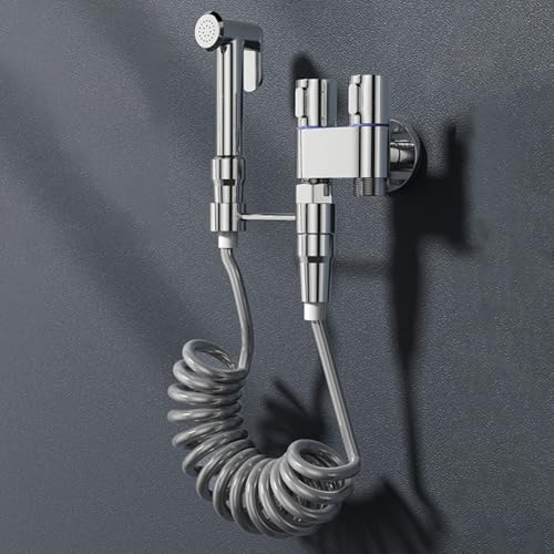 Douchette bidet double sortie avec pression réglable pour WC gris