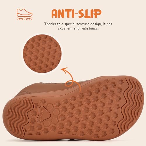 WateLves Toddler Little Kids Wide Barefoot Shoes Boys Girls Winter High Top Minimalist Sneakers Ankle Boots Leather Uniform Dress Shoes Naturally Splay3