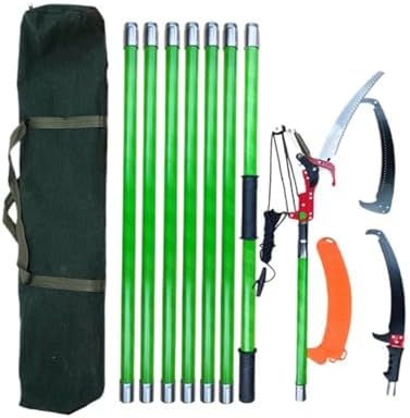 27FT Extendable Tree Pruner Pole Saw with Scissors - Manual High Branch Trimming & Shrub Cutting Tool - Garden Equipment for Effortless Tree Maintenance (Green)