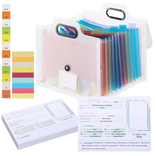School Memory Box School Years Organizer Kit with 30 Writable Sheets Memory Book Photo Album Keepsake Box for Storing Memories Artwork Pictures and File from Preschool to 12th Grade White