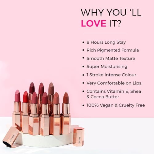 Image of PRAUSH BEAUTY (Formerly Plume) Plush Matte Lipsticks Super Light & Hydrating, Long Lasting, Rich Pigment, Smooth Soft Matte Finish, Caramel Brunch, 4g