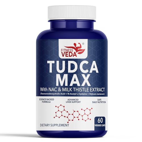 Image of Fitness Veda TUDCA MAX 1500 mg Capsules Liver Cleanse Detox Health Supplement | Advanced Liver Support Formula | Bile Acid Flow Support | TUDCA , NAC ( N Acetyl Cysteine) | Milk Thistle Extract ( Silybum Marianum ) | Delivering a total of 1500 mg of active ingredients per serving - Pack of 1