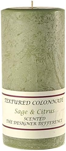 SNS Textured 4x9 Sage and Citrus Pillar Candle for Wedding/Dinner, Holiday Event, Home Decoration, 100 to 120 Hours, 4 in. diameterx9.25 in. Tall, 1 Piece