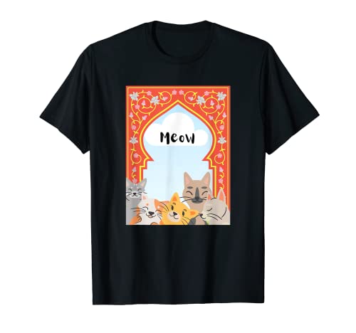 Meow Cute Happy Cartoon Cats in Morocco Tabby Calico Persa Camiseta