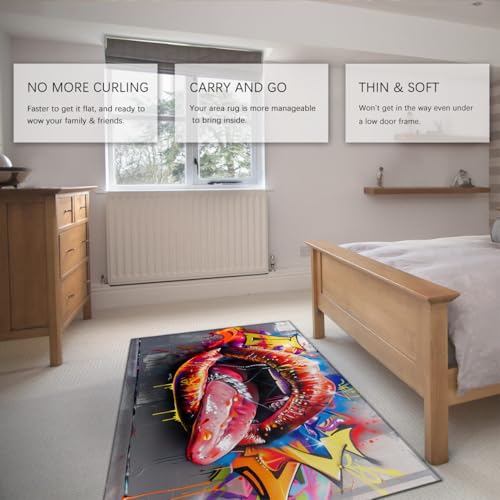 Tapis de sol lavable anti-glisse gris design graffiti - 5