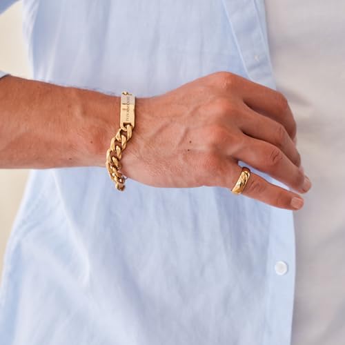 Men's Personalized Gold Roman Numeral Date Bracelet, 8.5" long - Custom Engraved Bracelet for Men - Birthday Gift for Him - Graduation Gift - Gifts for Dad4