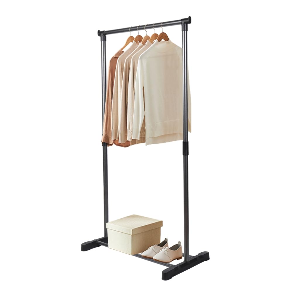 Hershii Clothes Rack Single Rod 78cm L Clothing Hanging Rail Black Garment Stand Coat Storage Organizer for Bedroom, Living Room, Balcony — image 1