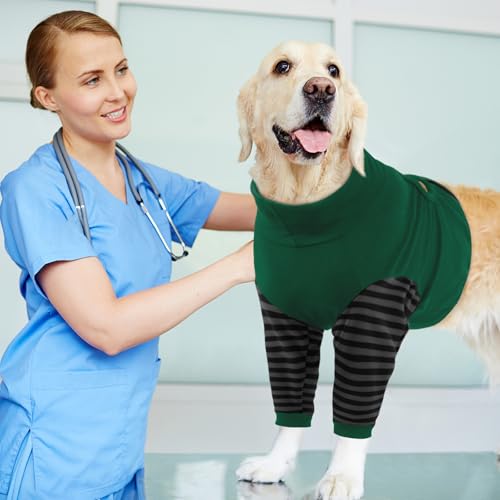 Image of Kuoser Dog Recovery Suit for Front Legs, Elbow Protector and Joint Sleeve - Prevent Licking Wound, Cone Alternative - Green M