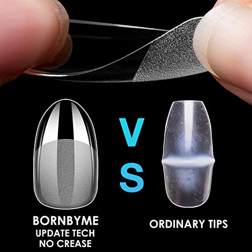 Soft Gel Nail Tips Short Oval, 600 Pcs Pre Buff Full Cover Shaped Nail Extenison Tips Half Matte Gel X Nail Tips Acrylic False Nail Tips Bornbyme #TOP7
