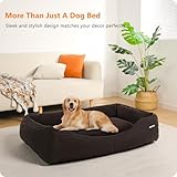 HMTOPE Hundebett, Hundesofa, Hundematte aus Cord, S/M/L, rutschfest, Abnehmbar und Waschbar, Weich und Atmungsaktiv, Braun, 110 x 85 x 27 cm