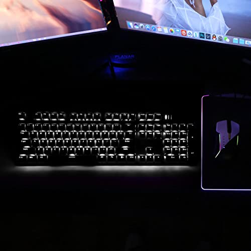 Image of Hot Swappable Mechanical Gaming Keyboard - White Backlit with Blue Switches and 104 Keys Layout - Wired Gaming Keyboard