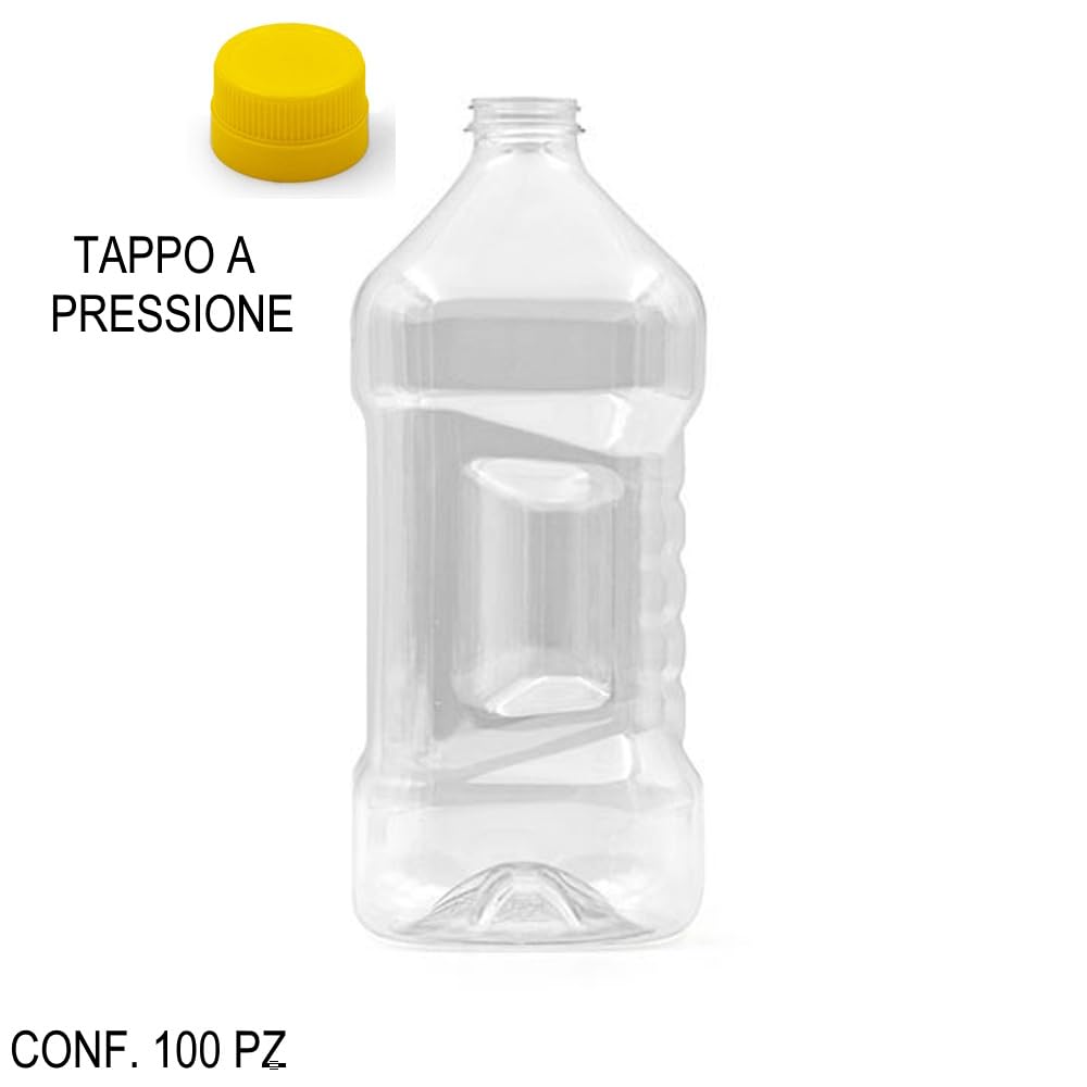 Generico 100 Pz CONTENITORE PET 2 Lt BOCCIONE DAMIGIANA TAPPO A PRESSIONE PER VINO OLIO