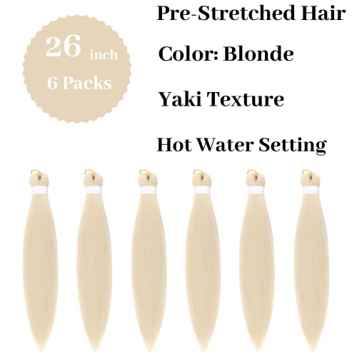 Blonde Pre Stretched Brainding Hair Box Braids Kanekalon Braiding Hair Extension Human Braiding Hair 26 Inch 6 Packs #TOP1