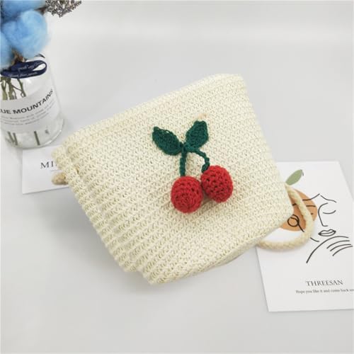DIFLAX Mädchentaschen Blumen Stroh Tasche mit Reißverschluss Strohtasche Crossbody bag Stroh Umhängetasche für den Urlaub Reise Outdoor Aktivitäten