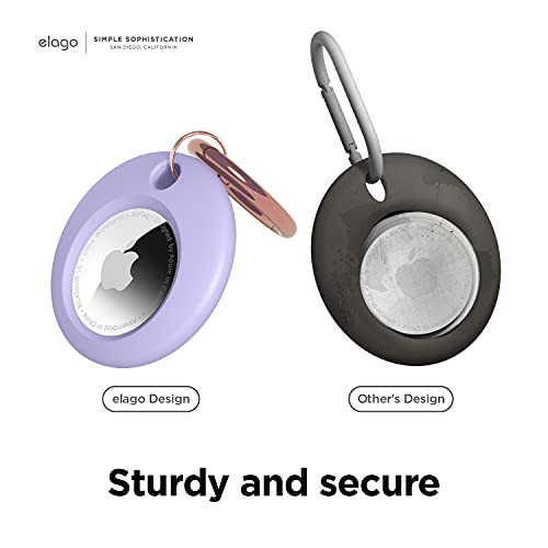 Image of elago Basic Case Keychain Compatible with AirTag 2nd Gen (2026) & 1st Gen - Keys, Backpacks, Purses, Golf Rangefinders, Slim and Simple Design, Scratch-Free, Safe for Kids and Pets [Lavender]- 1PC