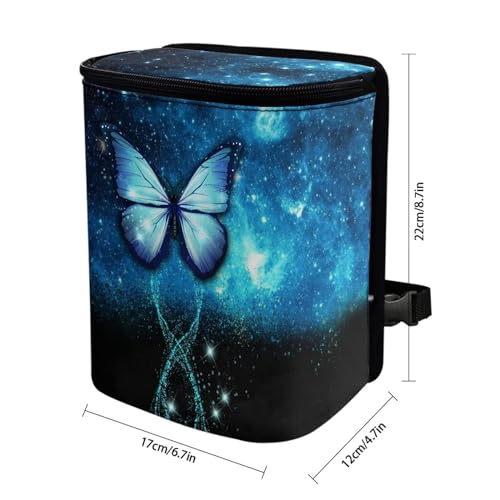 Image of DISNIMO Blue Butterfly Car Trash Can Easy-to-Install Car Accessory Interior, Leak-Proof Car Garbage Can Bin Organizer Storage Bag for The Back Seat of Any Cars, Sedans, SUVs & Trucks