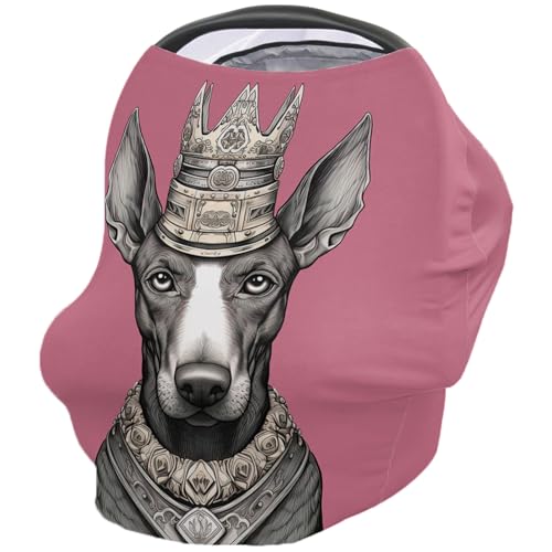 Nursing Cover for Breastfeeding Scarf, Pink Crown Dog Baby Car Covers Super Soft Multi Use for Canopy Shopping Cart Cover Blanket Stroller Cover
