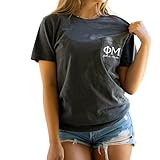Phi Mu Script Letters Pocket T-Shirt (Large) Grey