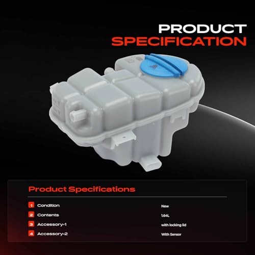 Frankberg Coolant Expansion Tank Coolant Reservoir with Lid & Sensor Compatible with A6 4G2 Allroad 4GH Avant 4G5 A7 Sportback 4GA 1.8L-4.0L 2010-2018 4G0121403G - Image 3